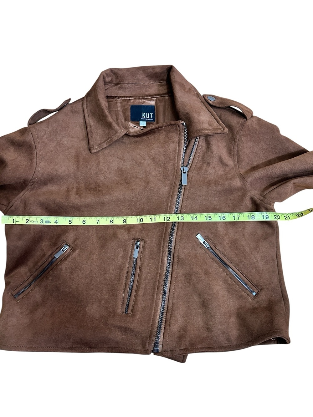 Kut From The Kloth Brown Faux Suede Moto Jacket size Medium - Picture 6 of 7